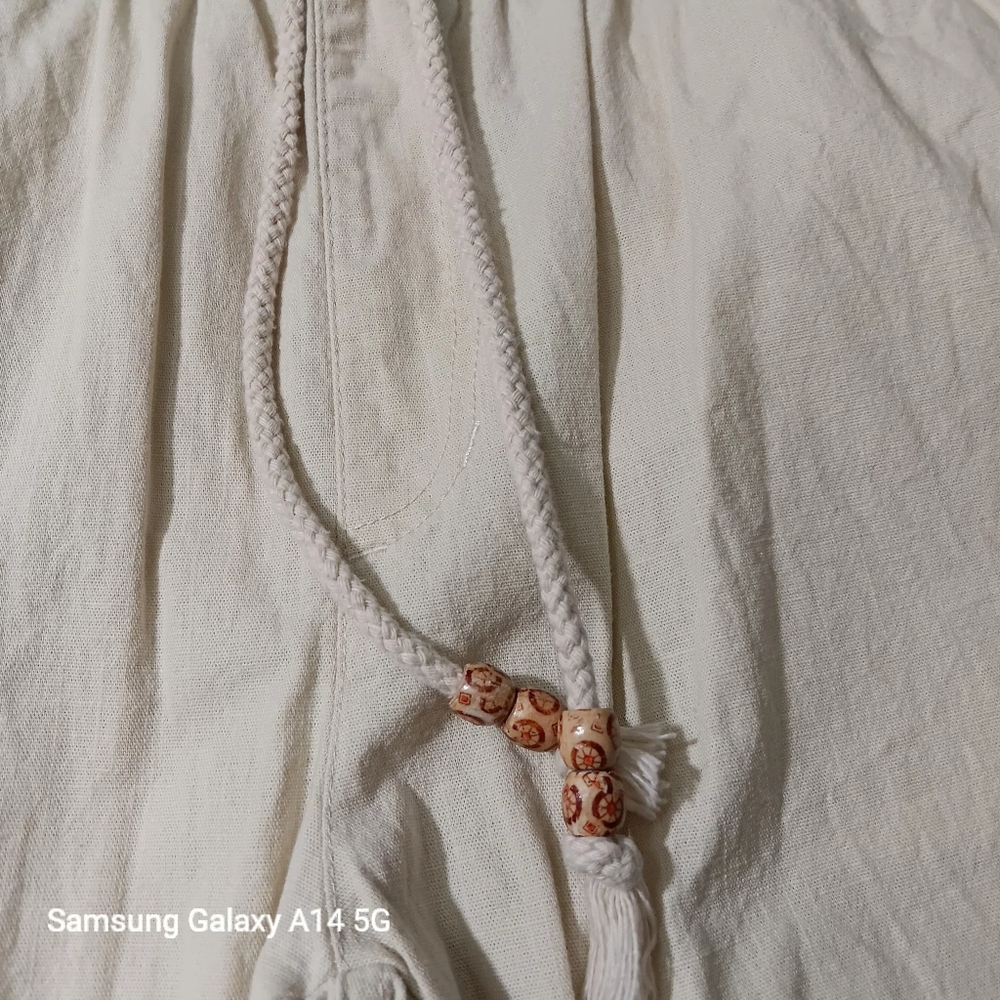 Manwan Walk Pants Cotton Linen Blend Cream Beach Neutral Lightweight Size Medium - Picture 6 of 9